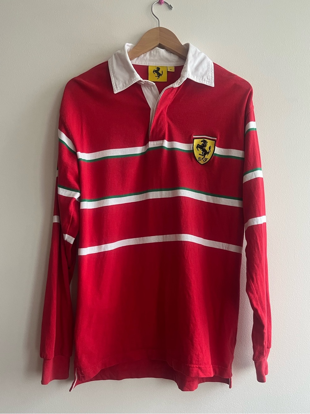 VTG 1996 Ferrari Scuderia Formula 1 Schumacher Rugby Long Sleeve Y2K Sz M RARE